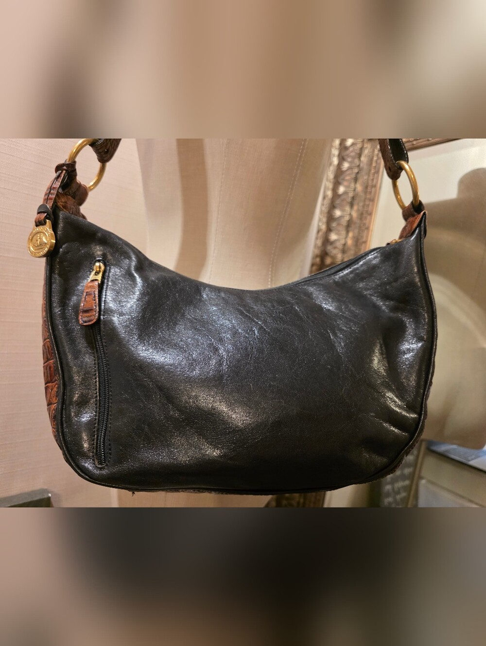 Vintage BRAHMIN 2-Tone Leather Hobo Shoulder Bag